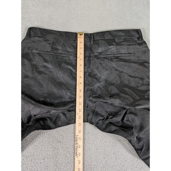 Black Scale Pants Mens Size 36 Black Floral Geometric Leaves Streetwear New - Picture 8 of 10